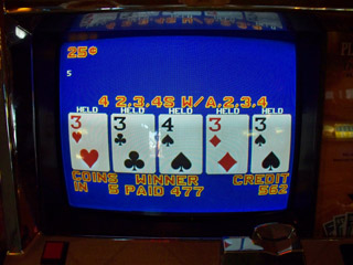 Dealt bonus 3s with kicker on B4 for Sharon
