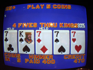Jackpot Double Bonus machine gave up 400 coins to Annie